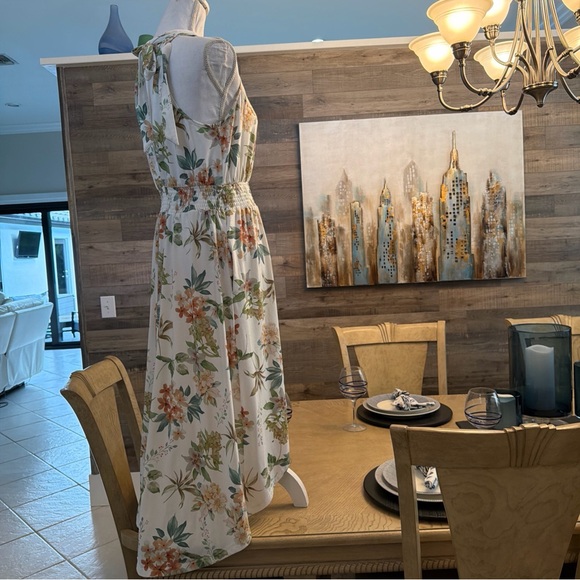 Women’s high neck Tie sleeveless floral high low dress Size Large L - Picture 5 of 11